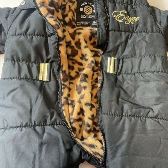 Enyce Baby Footed Puffer Hooded Snowsuit Bunting 0-3 Months In Black - Picture 4 of 9